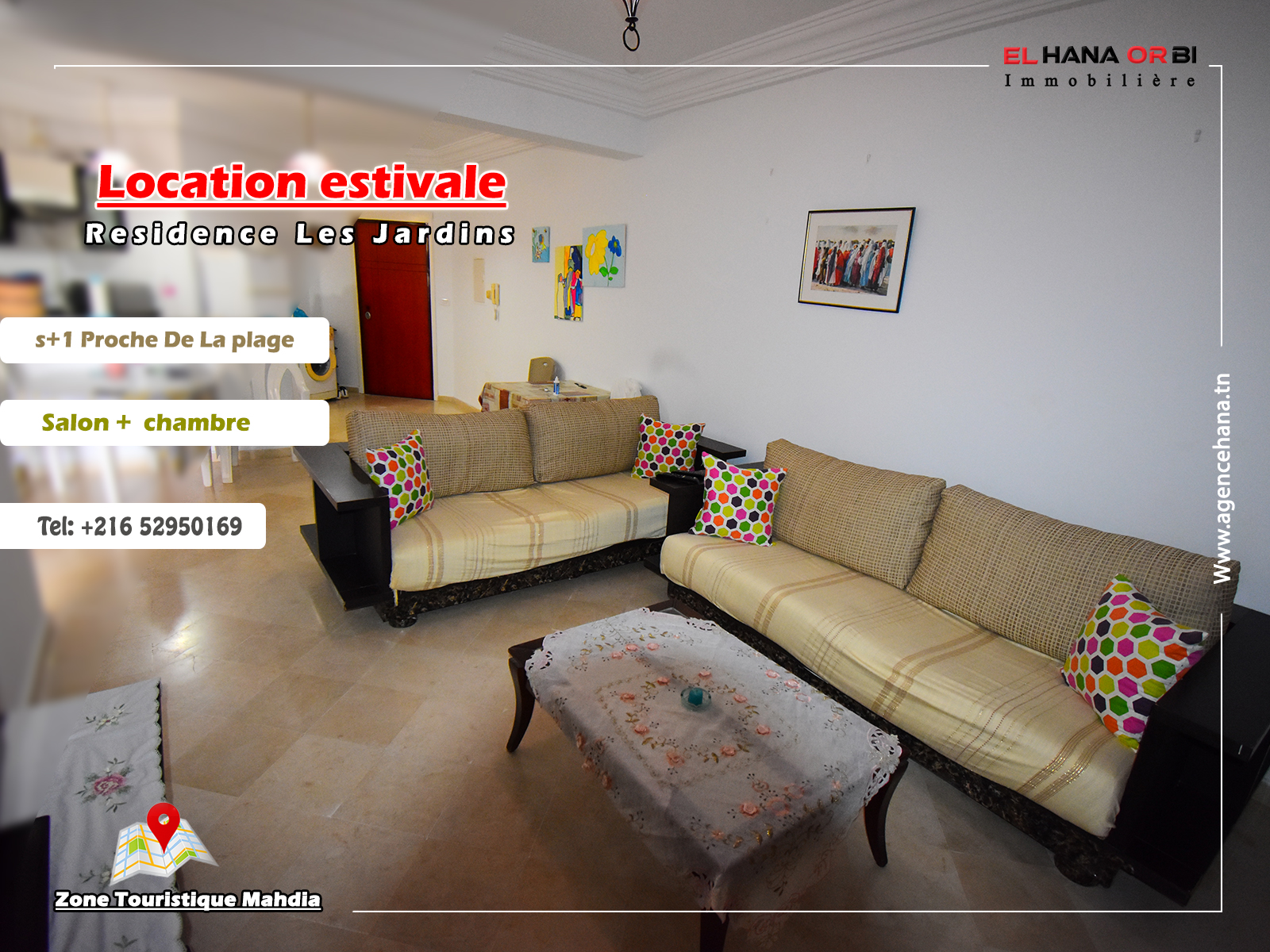 Mahdia Mahdia Location vacances Appart. 1 pice Appartement s1 rz les jardins pour vacance dt