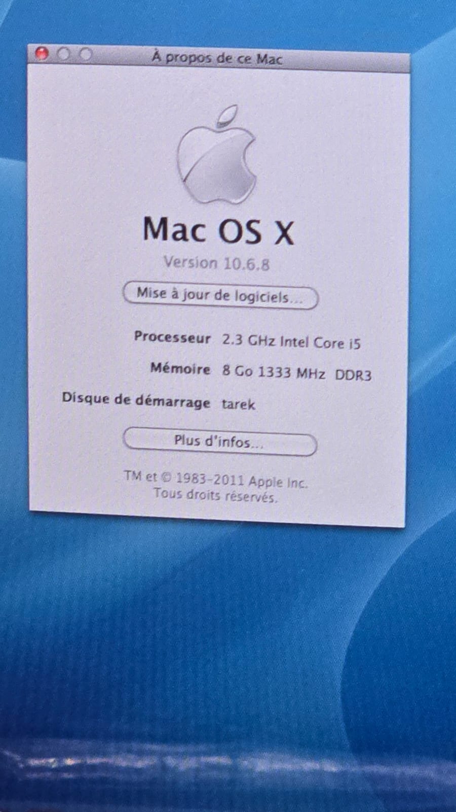 Kairouan Nord Cite Ennasr Apple / MacBook MacBook Air 13 pouces Macbook pro   i5  8go  ssd 320go  parfait tat