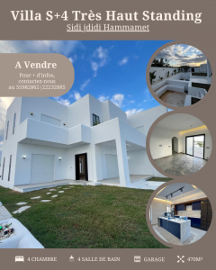 Hammamet&nbsp;Sidi Jedidi&nbsp;Vente&nbsp;Maisons&nbsp;A  villa s4 avec piscine  sidi ref1303a